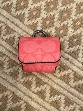 Coach Pink Signature Leather AirPods/Accessory Case
